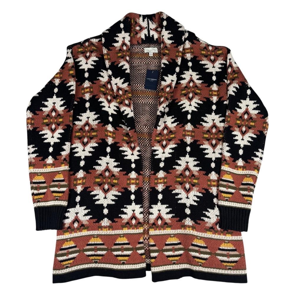 Lucky Brand Cardigan Sweater Womens Small NWT Multicolor Southwestern Intarsia
